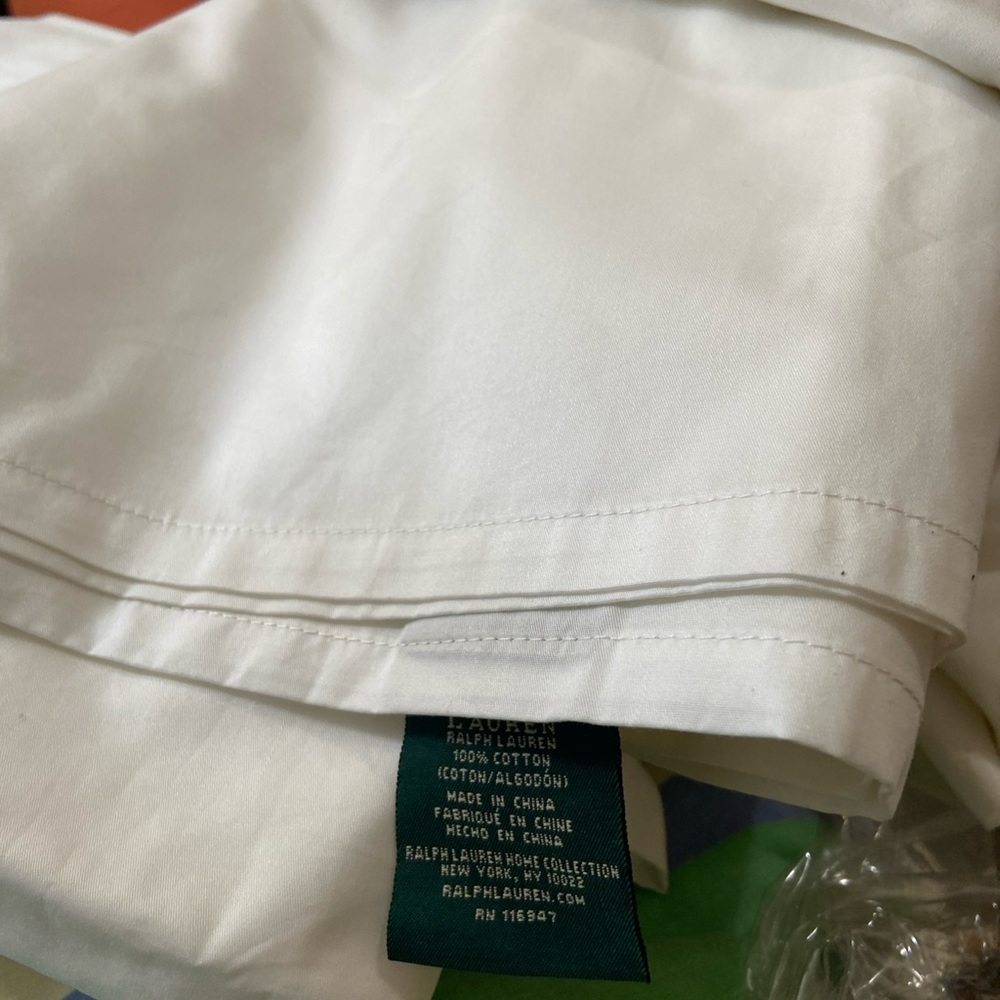 Ralph Lauren 100% Cotton Flat Sheet White 102 X 94 “New - Picture 8 of 8